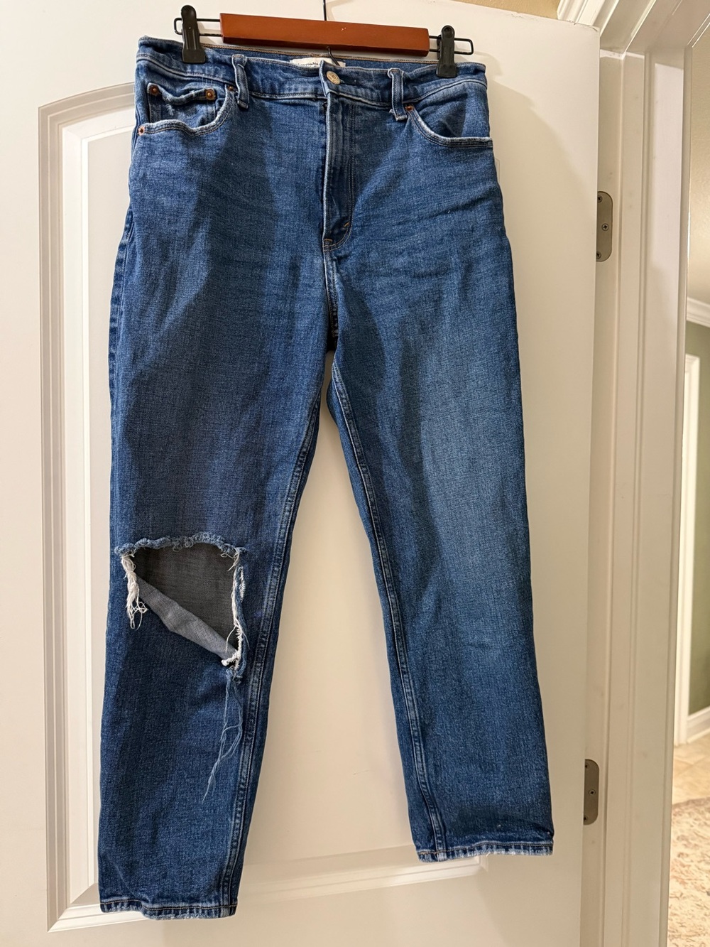 Distressed Classic Blue Denim Jeans